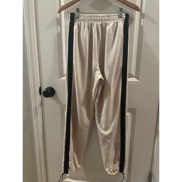 Commence Women's Beige Black Stripe Adjustable Ankle Scuba Fit Joggers Size M - Picture 12 of 13